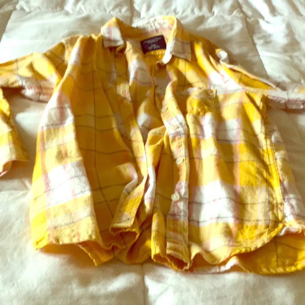 American eagle bright yellow flannel